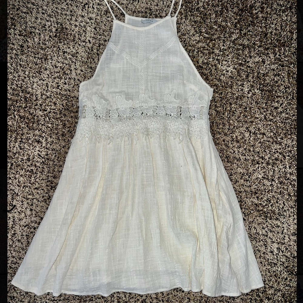 Linen cream high-neck dress that has only been worn a few times